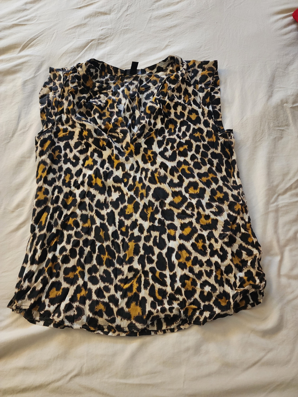 J. Crew Leopard Print Sleeveless V-Neck Top - Black, Gold & Cream